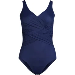 Lands' End Women's Long Slender Tummy Control Chlorine Resistant V-neck Wrap One Piece Swimsuit -Lands' End Store GUEST ecf2536d 5c36 444f bd3b 808974c74d81 2