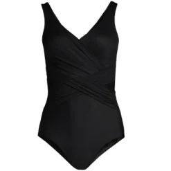 Lands' End Women's Long Slender Tummy Control Chlorine Resistant V-neck Wrap One Piece Swimsuit -Lands' End Store GUEST eea5ca85 c936 44af 8c70 325764fa0363