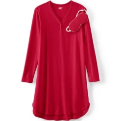 Lands' End Women's Cozy Gown Sleep Set - Shirt Gown And Mask -Lands' End Store GUEST efee6760 d0ee 4f6e b1b9 ca901b95a38c