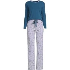 Lands' End Women's Knit Pajama Set Long Sleeve T-Shirt And Pants -Lands' End Store GUEST f13bc1b2 fa0e 4815 a729 818e9057202b