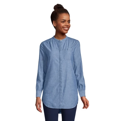 Lands' End Women's Cotton A-Line Long Sleeve Tunic Top 3 Lands' End Women's Cotton A-Line Long Sleeve Tunic Top - Image 3