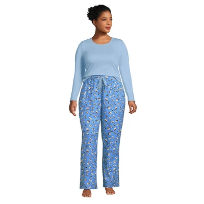 Lands' End Women's Pajama Set Knit Long Sleeve T-Shirt And Flannel Pants 6 Lands' End Women's Pajama Set Knit Long Sleeve T-Shirt And Flannel Pants - Image 6