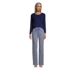 Lands' End Women's Tall Knit Pajama Set Long Sleeve T-Shirt And Pants -Lands' End Store GUEST f8801028 4402 4665 8a47 71a2d888be46