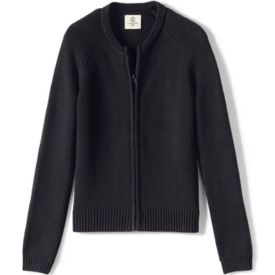 Lands' End School Uniform Girls Cotton Modal Zip-front Cardigan Sweater 5 Lands' End School Uniform Girls Cotton Modal Zip-front Cardigan Sweater - Image 5