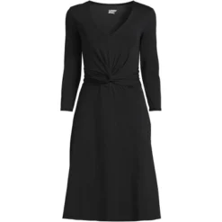 Lands' End Women's Lightweight Cotton Modal 3/4 Sleeve Fit And Flare V-Neck Dress -Lands' End Store GUEST fc75bd12 a1c8 486f a2cd 2a95f033eb0c