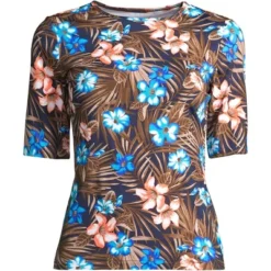 Lands' End Women's Crew Neck Elbow Sleeve Rash Guard UPF 50 Sun Protection Modest Swim Tee -Lands' End Store GUEST fd27cc30 1433 489a a157 22a161b5b42c