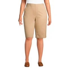 Lands' End Women's Plus Size Mid Rise Elastic Waist Pull On 12" Knockabout Chino Bermuda Shorts -Lands' End Store GUEST fdba59c1 a784 4bc8 91c2 227647e6bfed