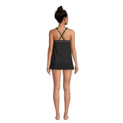 Lands' End Lands' End Women's Long Chlorine Resistant High Neck Swim Dress One Piece Swimsuit Adjustable Straps