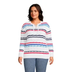 Lands' End Women's Drifter Cotton Cable Lace Up Sweater Top -Lands' End Store GUEST fecd9961 53e0 4492 9aac bfee473e2a37