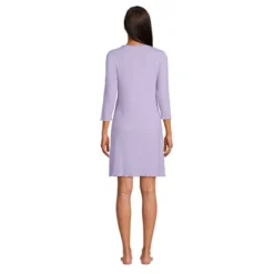 Lands' End Women's Pointelle Rib 3/4 Sleeve Knee Length Nightgown